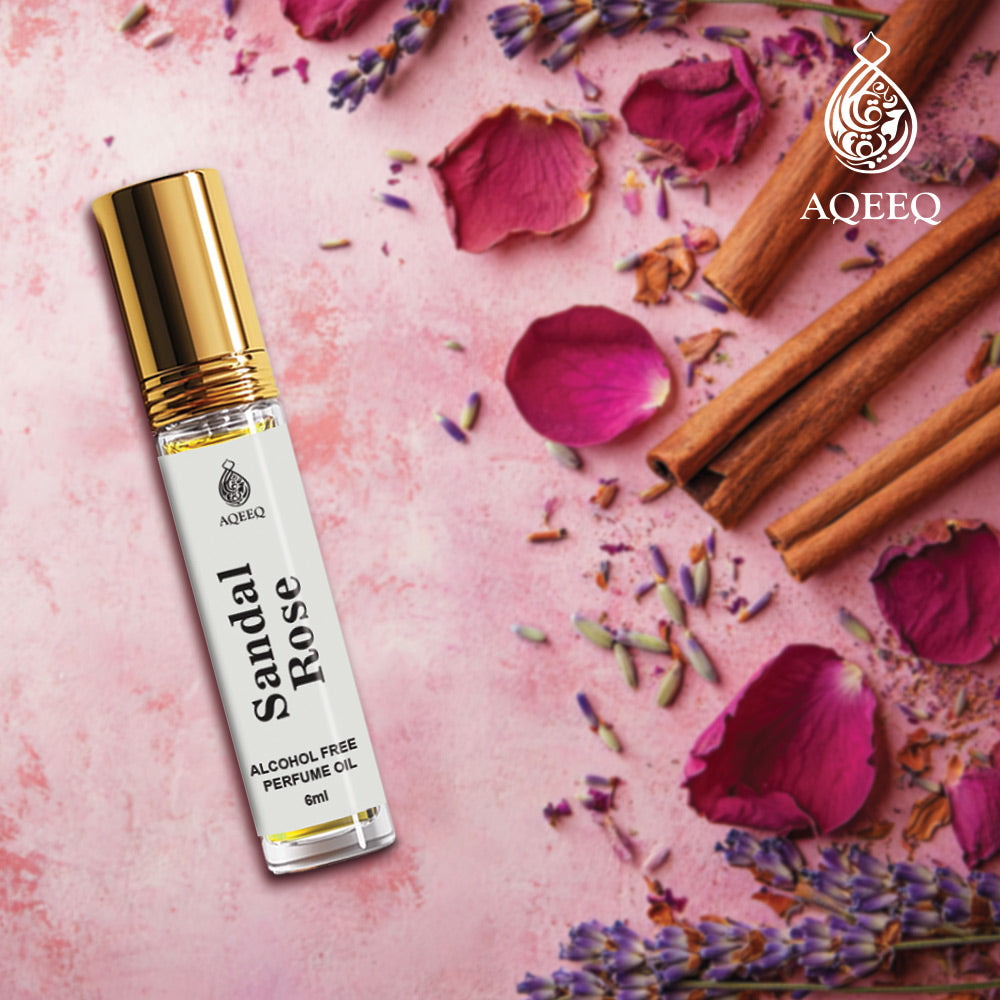 Aqeeq Sandal Rose Attar For Men & Women | Long Lasting Chandan Gulab Perfume Oil Roll On | 6ml