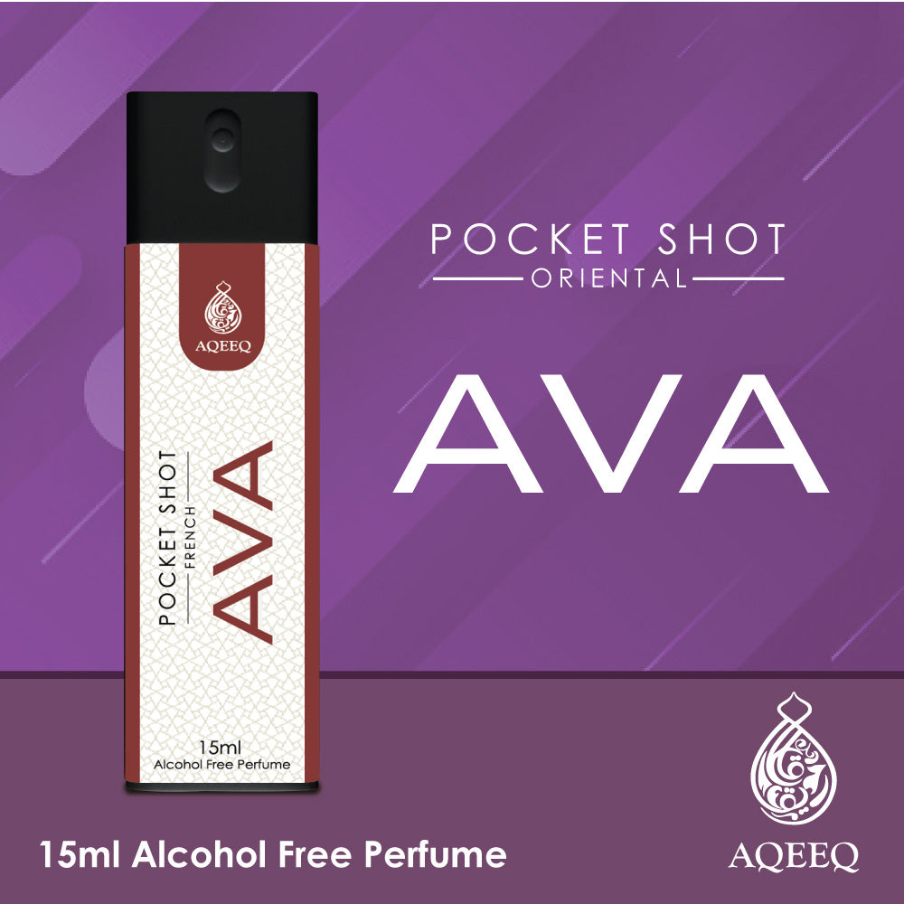Aqeeq Ava Pocket Shot, 15ml | Premium Long Lasting Unisex Alcohol Free Perfume | Fresh, Floral, Spicy & Musky Notes | Eau De Parfum |