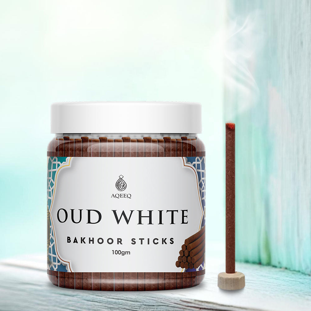 Aqeeq Oud White & Jannatul Firdaus Premium Bakhoor Sticks - COMBO | 100gms Jar Pack (25-30 Sticks Approx.)