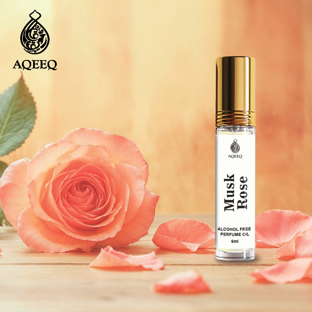 Aqeeq Musk Rose Attar For Men & Women | Long Lasting Musk Rose Lily Unisex Oriental Attar Roll On | 6ml