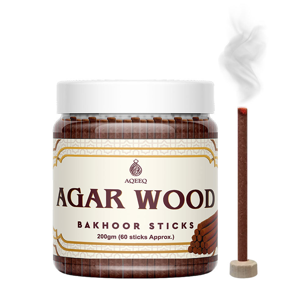 Aqeeq Agarwood Premium Bakhoor Sticks | Strong Spicy Woody Aroma | Charcoal & Bamboo Free | 100/200gms