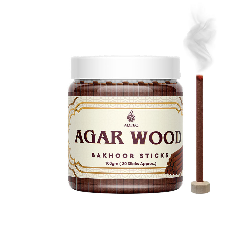 Aqeeq Agarwood Premium Bakhoor Sticks | Amber, Musk, Woody, Resin Notes | Modern Arabian Aroma | Charcoal & Bamboo Free | Ideal for Daily Use | 100gms / 30 Sticks Approx. Stick Size - 8mm x 75mm