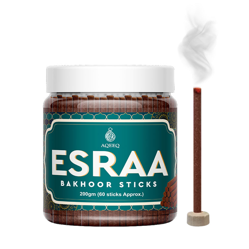 Aqeeq Esraa Premium Bakhoor Sticks | Sweet Floral Woody Aroma | Charcoal & Bamboo Free | 100/200gms