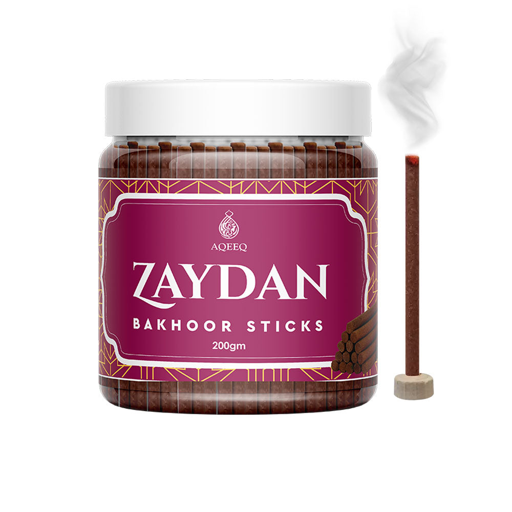 Aqeeq Zaydan Premium Bakhoor Sticks | Spicy Floral Woody Fragrance | Charcoal & Bamboo Free | 100/200gms