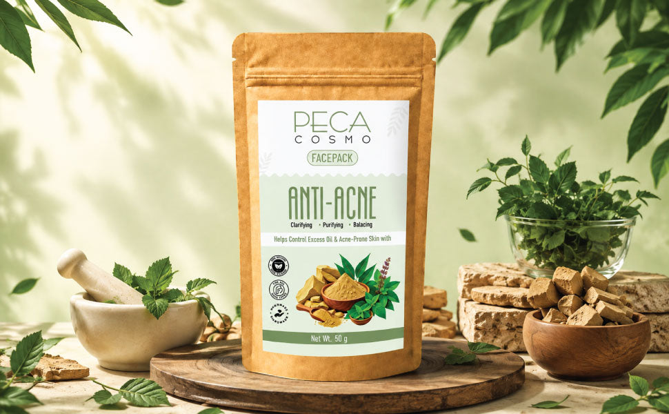 Peca Cosmo Anti-Acne Face Pack 50g natural Multani Mitti Neem Tulsi face pack