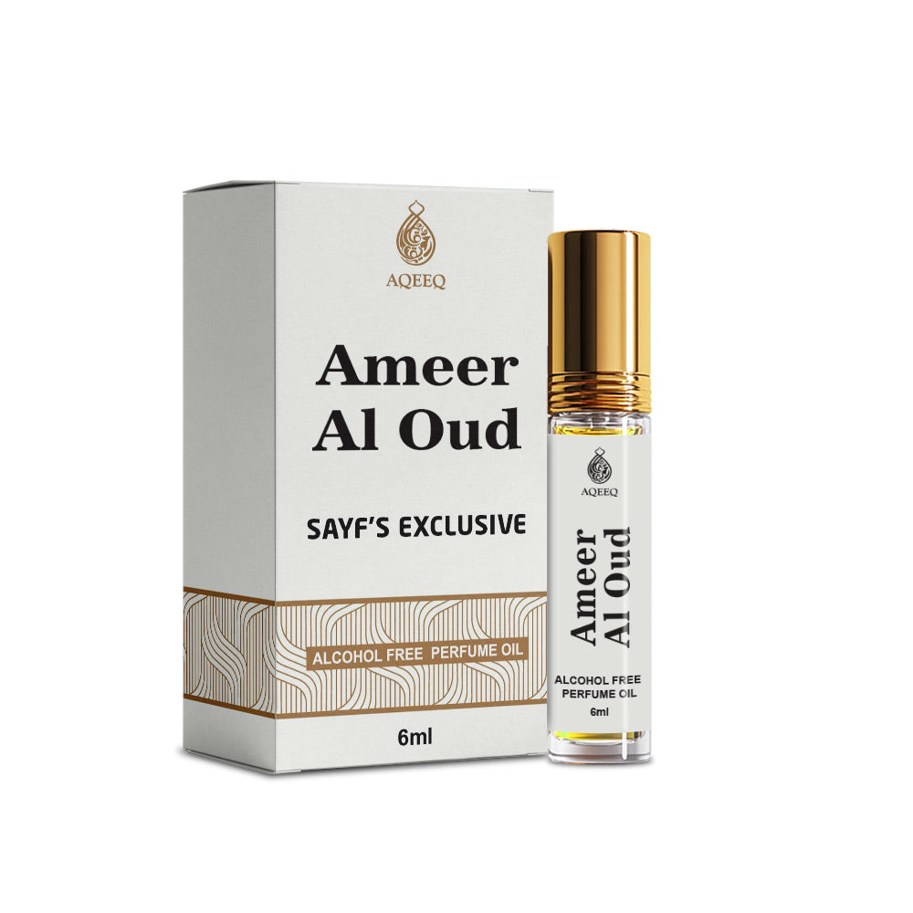 Aqeeq Ameer Al Oud Attar For Men & Women | Oriental Unisex Attar Roll On | Oud Jasmine Musk Sandalwood Notes | 6ml