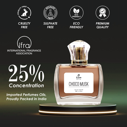 La Brisa (Elite) Choco Musk | Long Lasting Unisex Perfume | Amber, Spicy, Vanilla, Chocolate & Musk | Luxurious Scent For Both | Best Gifting Option For Your Closed Ones | Eau De Parfum - 50ml |