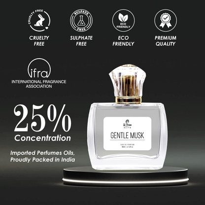 La-Brisa (Elite) Gentle Musk | Long Lasting Unisex Perfume | Bergamot, Lemon, Neroli, Leather, Musk & Woody Notes | Cool & Fresh Musky Scent | Ideal For Everyday Use | Eau De Parfum - 50ml |