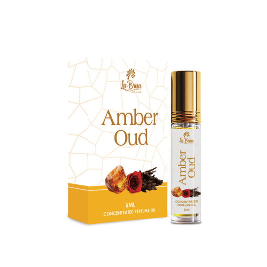 La Brisa Amber Oud Attar For Men & Women | Rose Amber Oud Musk Fragrances | Unisex Attar Roll On | 6ml