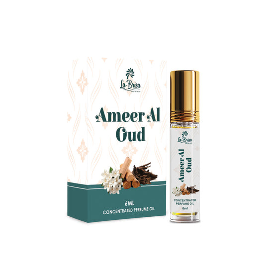 La Brisa Ameer Al Oud Attar For Men & Women | Oriental Unisex Attar Roll On | Oud Jasmine Musk Sandalwood Notes | 6ml
