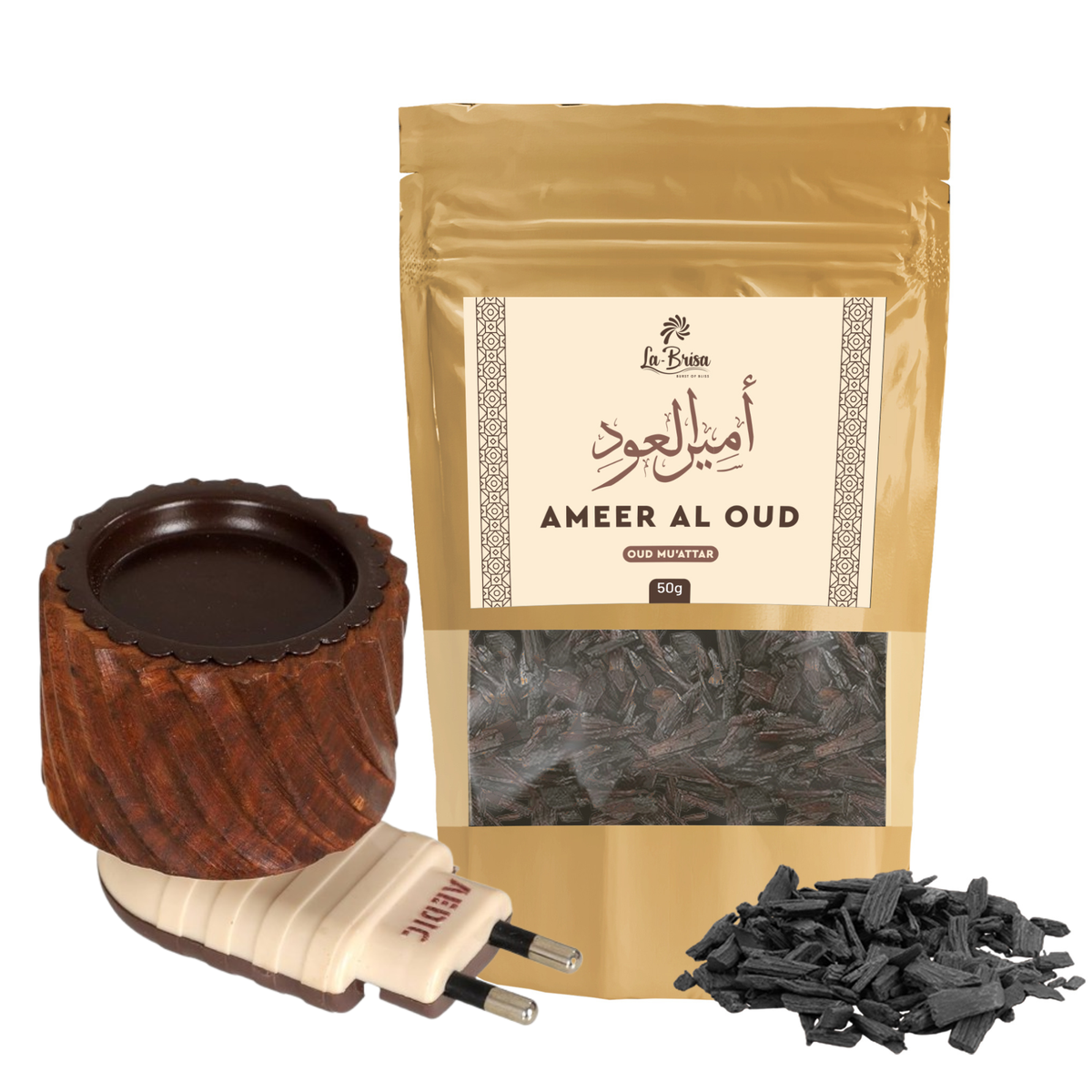 La Brisa Ameer Al Oud Bakhoor Oud Muattar | Sweet Floral Woody | Arabic Oud Wood Chips | 50gms