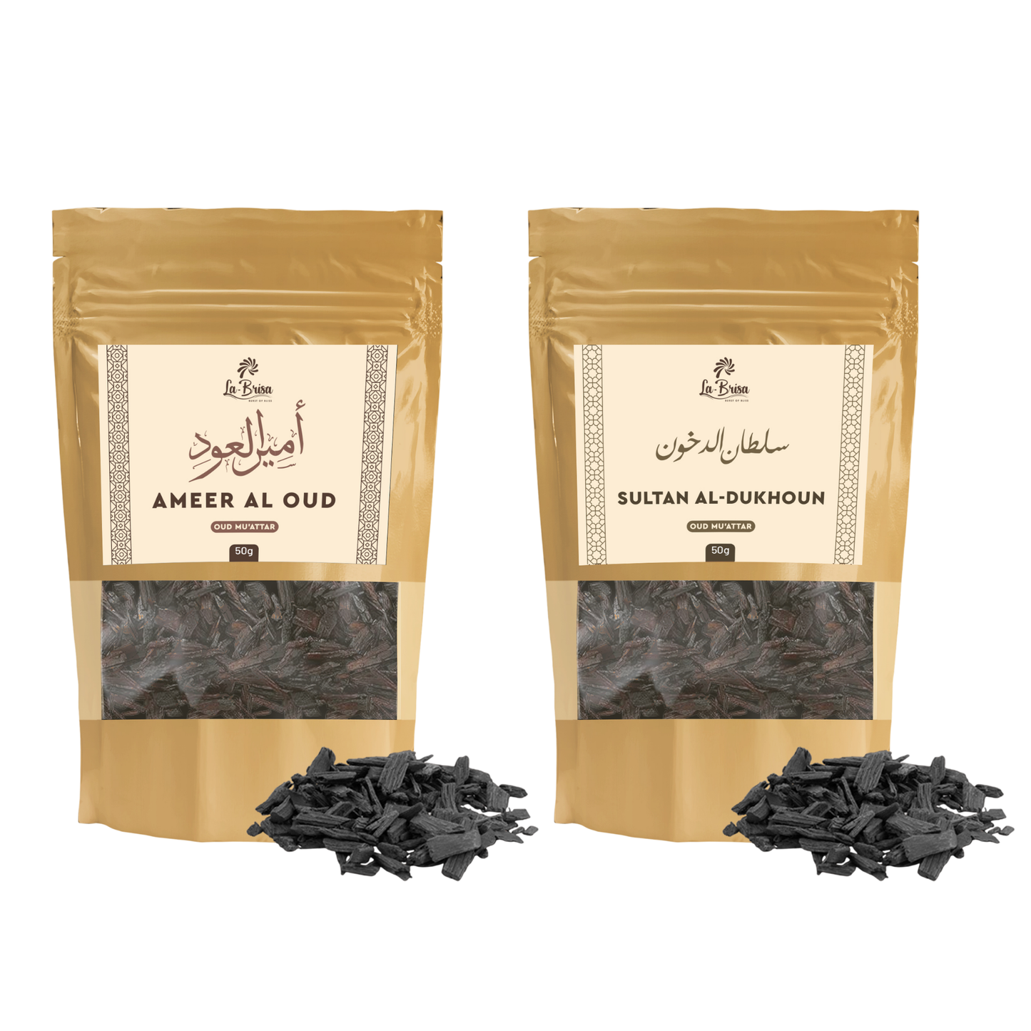 La Brisa Premium Arabian Bakhoor Oud Muattar Combo – Ameer Al Oud & Sultan Al-Dukhoun | 2 x 50g