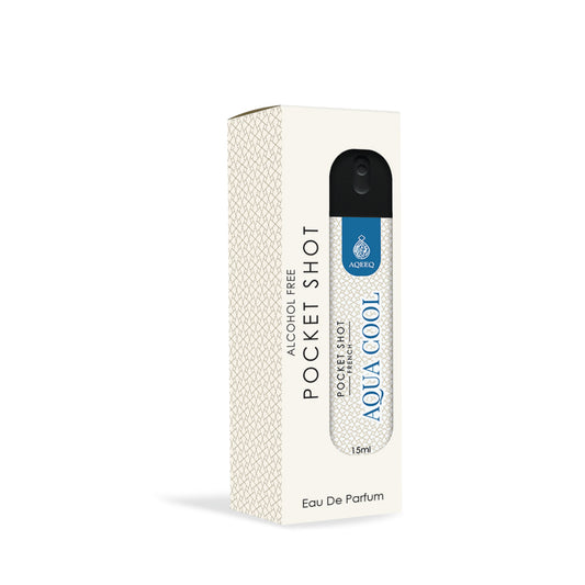 Aqeeq Aqua Cool Pocket Shot, 15ml | Premium Long Lasting Unisex Alcohol Free Perfume | Fresh, Fancy & Citrus Notes | Eau De Parfum |