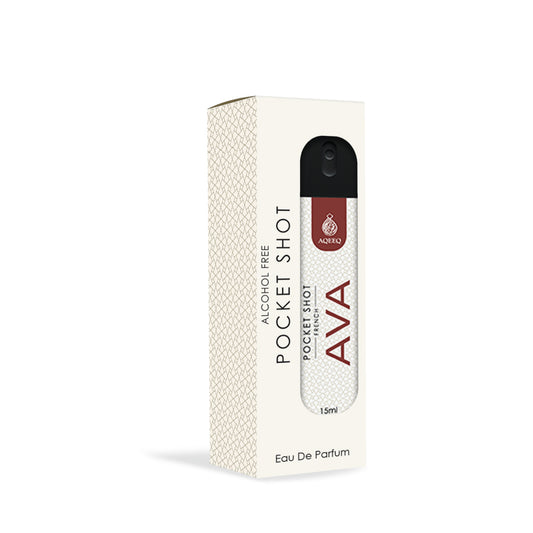 Aqeeq Ava Pocket Shot, 15ml | Premium Long Lasting Unisex Alcohol Free Perfume | Fresh, Floral, Spicy & Musky Notes | Eau De Parfum |