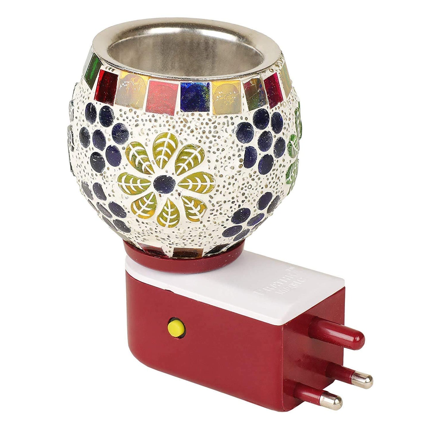 Ceramic Electric Bakhoor Burner with Night Lamp | Plug-in Incense Burner | Multicolour Mosaic Design