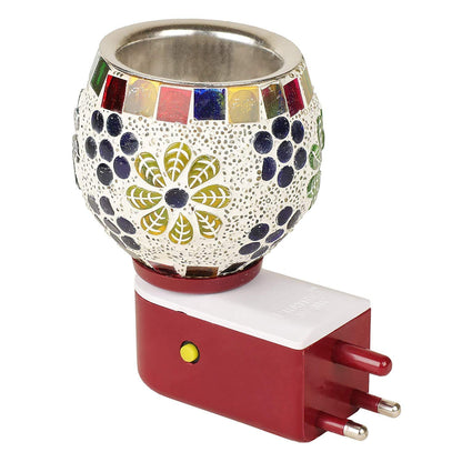 Ceramic Electric Bakhoor Burner with Night Lamp | Plug-in Incense Burner | Multicolour Mosaic Design