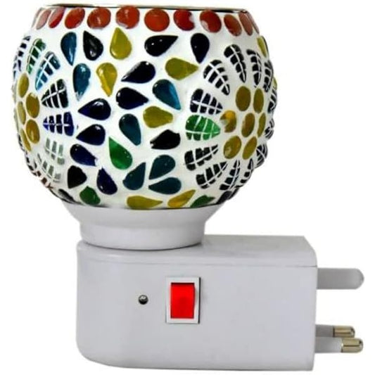 Ceramic Electric Bakhoor Burner with Night Lamp | Plug-in Incense Burner | Multicolour Mosaic Design