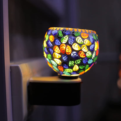 Ceramic Electric Bakhoor Burner with Night Lamp | Plug-in Incense Burner | Multicolour Mosaic Design