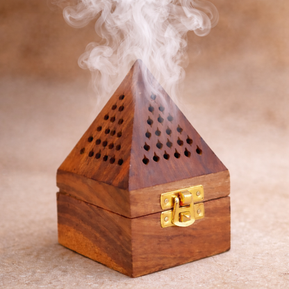 Pyramid Shape Wooden Bakhoor Burner (Dani) | Handmade, Durable, Eco Friendly | Non Electric | For Charcoal Use | 5in