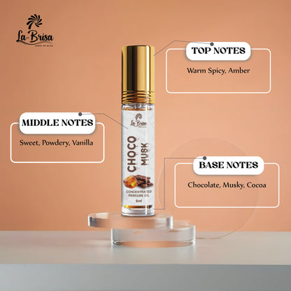 La Brisa Choco Musk Attar For Men & Women | Long Lasting Chocolate Musk Unisex Attar Perfume Roll On | 6ml