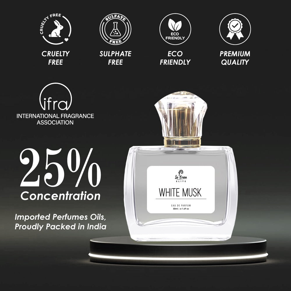 La Brisa (Elite) - White Musk | Long Lasting Unisex Perfume | Lily, Jasmine, Rose, Amber, Vanilla & Musky Notes | Our Best Seller Perfume | Most Luxurious Scent Ever | Eau De Parfum - 50ml |