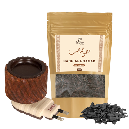 La Brisa Dahn Al Dhahab Oud Muatter | Rose Saffron Woody Arabian Bakhoor Incense | Oud Wood Chips | 50gms