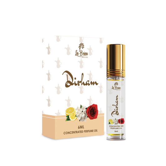 La Brisa Dirham Arabian Attar Roll On For Men & Women | Fresh Spicy Woody Oriental Unisex Attar | 6ml