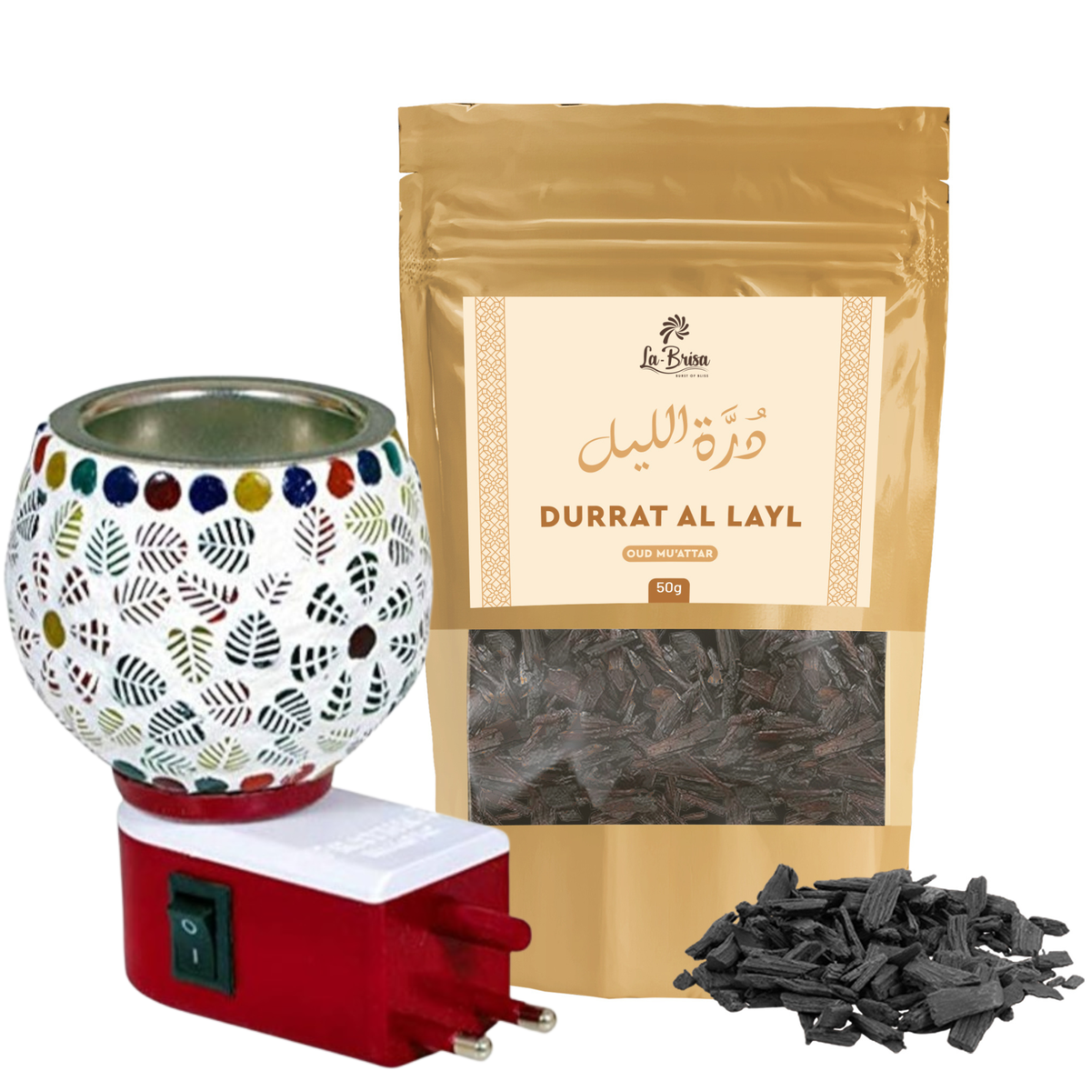 La Brisa Durrat Al Layl Bakhoor Oud Muattar | Fresh Wood Oud Bakhoor Incense | Oud Wood Chips | 50gms