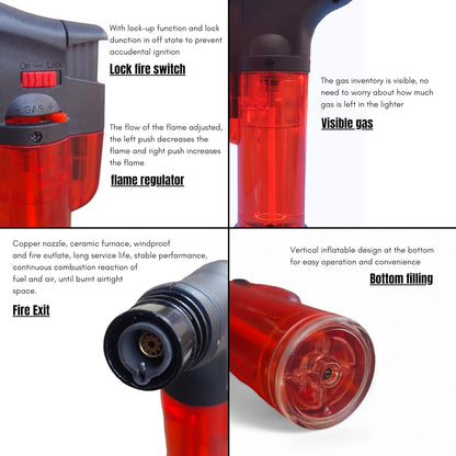Windproof Jet Flame Gas Lighter – Refillable 100ml Blow Torch (Multicolor)