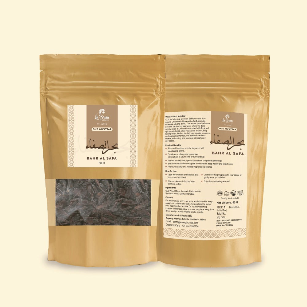 La Brisa Bahr Al Safa Bakhoor Oud Muattar | Fresh Floral Wood Arabian Bakhoor Incense | Oud Wood Chips | 50gms