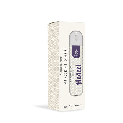 Aqeeq Hadeel Pocket Shot, 15ml | Premium Long Lasting Unisex Alcohol Free Perfume | Fresh, Floral, Citrus & Green Notes | Eau De Parfum |
