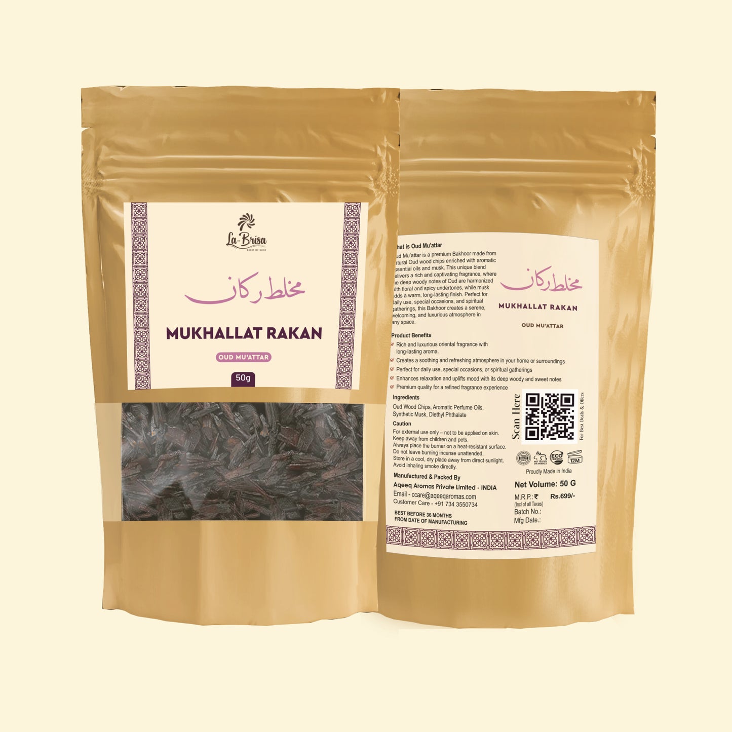 La Brisa Mukhallat Rakan Bakhoor Oud Muattar | Aromatic Spicy Floral Woody Fragrance | Arabic Bakhoor Incense | 50gms