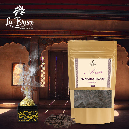 La Brisa Mukhallat Rakan Bakhoor Oud Muattar | Aromatic Spicy Floral Woody Fragrance | Arabic Bakhoor Incense | 50gms