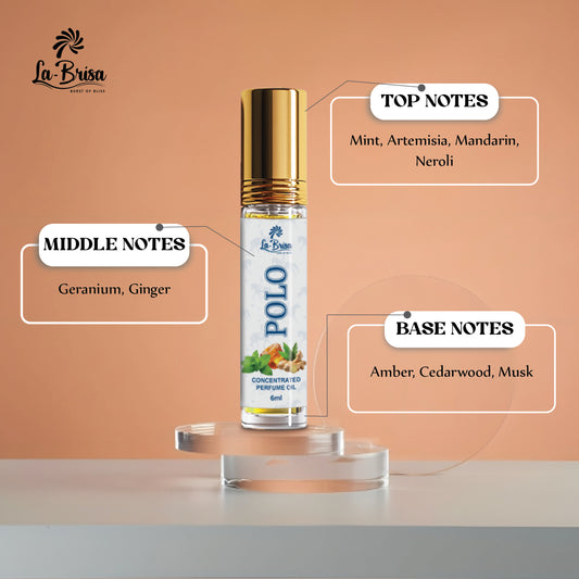 La Brisa Polo Attar For Men | Citrus Fresh Aqua Attar Roll On | Long Lasting Attar Perfume | 6ml