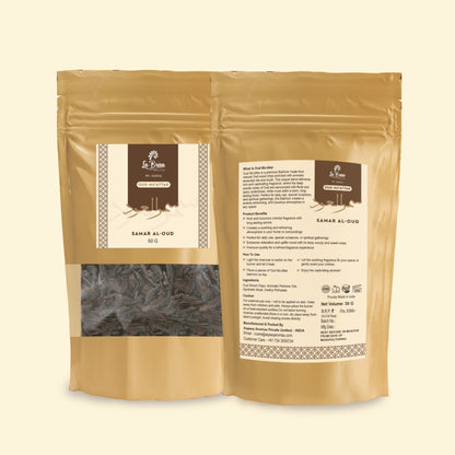 La Brisa Samar Al Oud Bakhoor Oud Muattar | Citrus Saffron Vanilla Oud Aroma | Arabian Oud Incense | 50gms