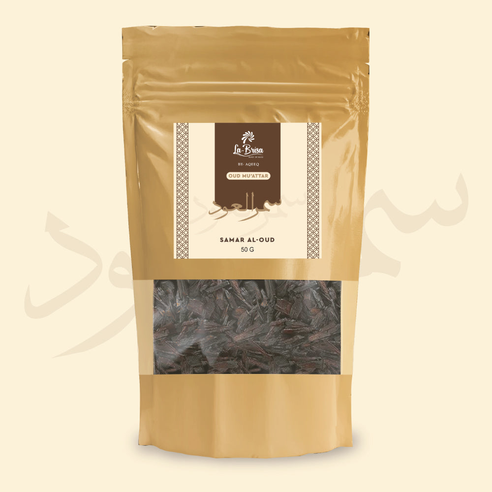 La Brisa Samar Al Oud Bakhoor Oud Muattar | Citrus Saffron Vanilla Oud Aroma | Arabian Oud Incense | 50gms