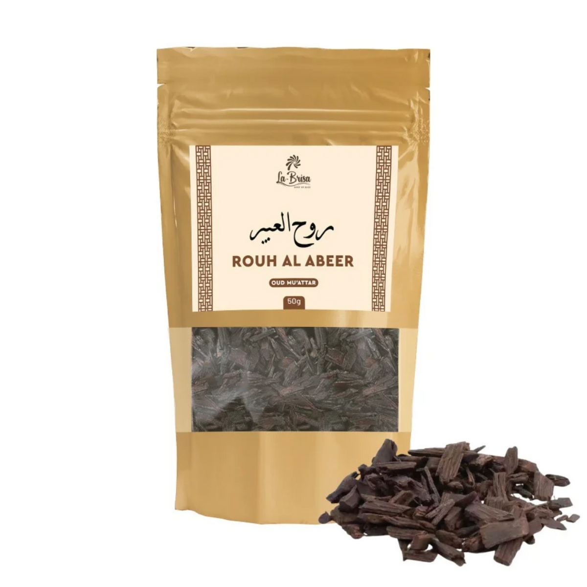 Rouh Al Abeer Oud Muattar pouch with oud wood chips