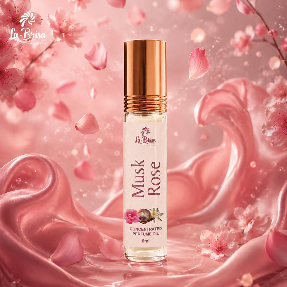 La Brisa Musk Rose Attar Roll On, 6ml | Long Long Unisex Attar | Fresh Floral Musk Fragrance
