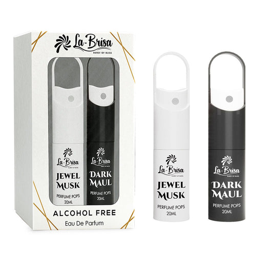 LA BRISA - Jewel Musk & Dark Maul Alcohol Free Perfume Pops | Combo Pack | Long Lasting Water Perfume For Men | Eau De Parfum, 20ml x 2pcs |