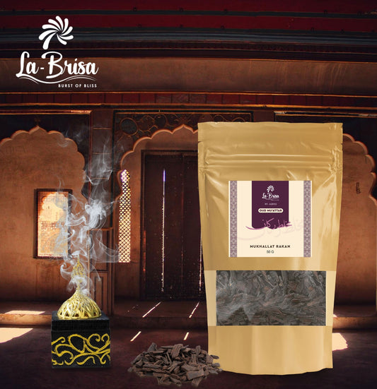 La Brisa Mukhallat Rakan Bakhoor Oud Muattar | Aromatic Spicy Floral Woody Fragrance | Arabic Bakhoor Incense | 50gms