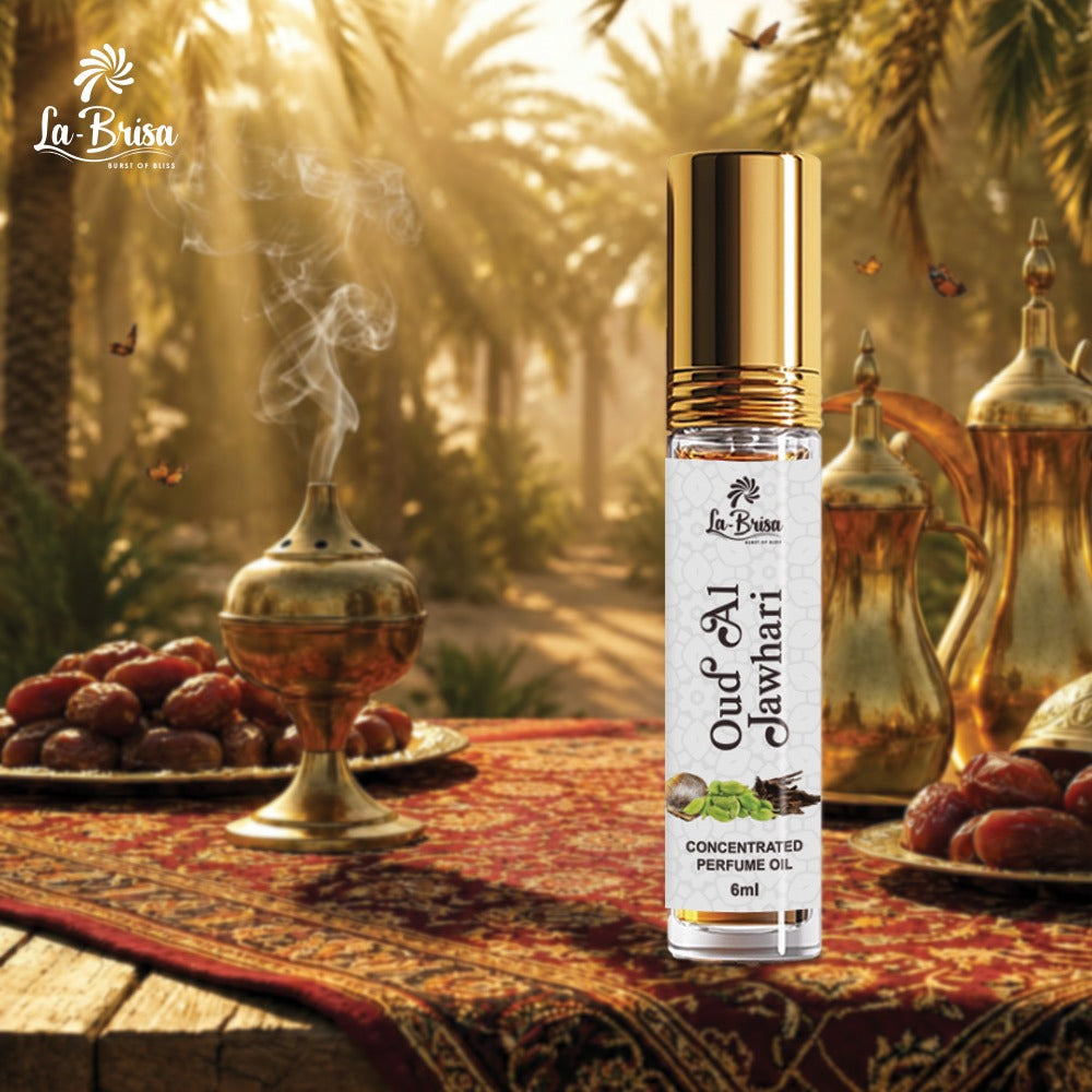 La Brisa Oud Al Jawhari Attar Roll On, 6ml | Long Lasting Oudh Attar For Men & Women | Spicy Leathery Woody Notes