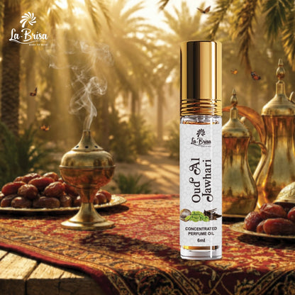 La Brisa Oud Al Jawhari Attar Roll On, 6ml | Long Lasting Oudh Attar For Men & Women | Spicy Leathery Woody Notes