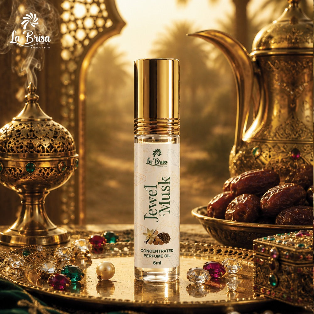 La Brisa Jewel Musk Attar Roll On, 6ml | Long Lasting Musk Attar For Men & Women | Floral Musky Woody Fragrance