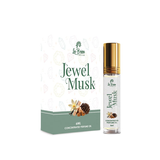 La Brisa Jewel Musk Attar Roll On, 6ml | Long Lasting Musk Attar For Men & Women | Floral Musky Woody Fragrance
