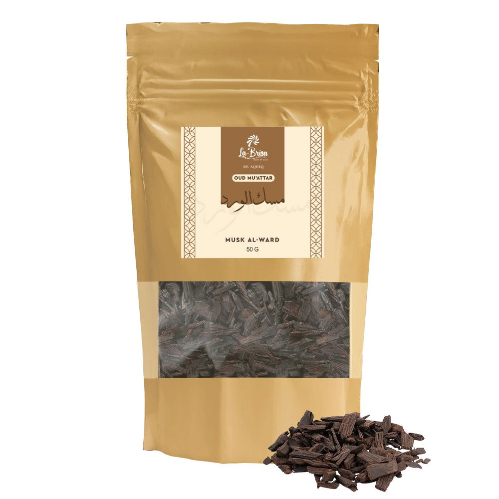 La Brisa Musk Al Ward Bakhoor Oud Muattar | Rose Musk Woody Fragrance | Arabian Oud Wood Chips | 50gms
