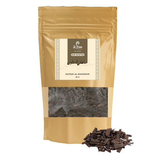 La Brisa Sultan Al-Dukhoun Bakhoor Oud Muattar | Smoky Spicy Floral Musk Aroma | Arabic Oud Wood Chips |  50gms