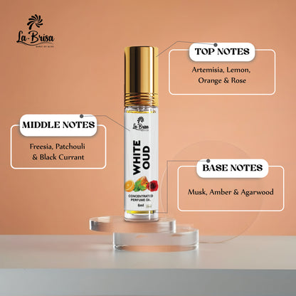 La Brisa White Oud Unisex Attar For Men & Women | Long Lasting Citrus Fresh Woody Attar Roll On | 6ml