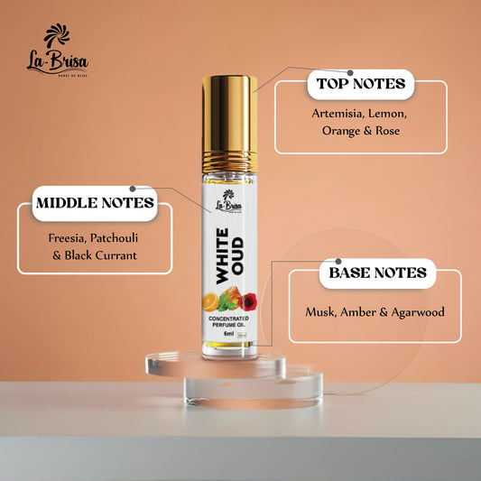 La Brisa White Oud Unisex Attar For Men & Women | Long Lasting Citrus Fresh Woody Attar Roll On | 6ml