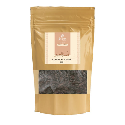 La Brisa Najmat Al Amber Bakhoor Oud Muattar | Fresh Floral Musk Amber Arabic Bakhoor Incense | Oud Wood Chips | 50gms