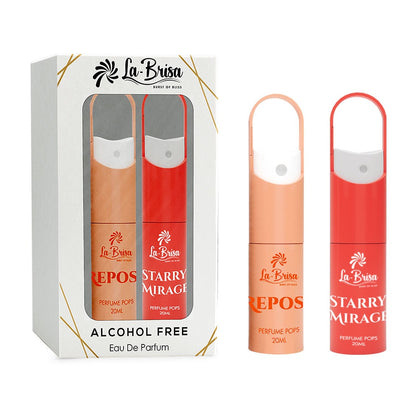 LA BRISA - Repose & Starry Mirage Alcohol Free Perfume Pops | Combo Pack | Long Lasting Perfume For Women | Elegant Gift Box For Her | Eau De Parfum, 20ml x 2pcs |